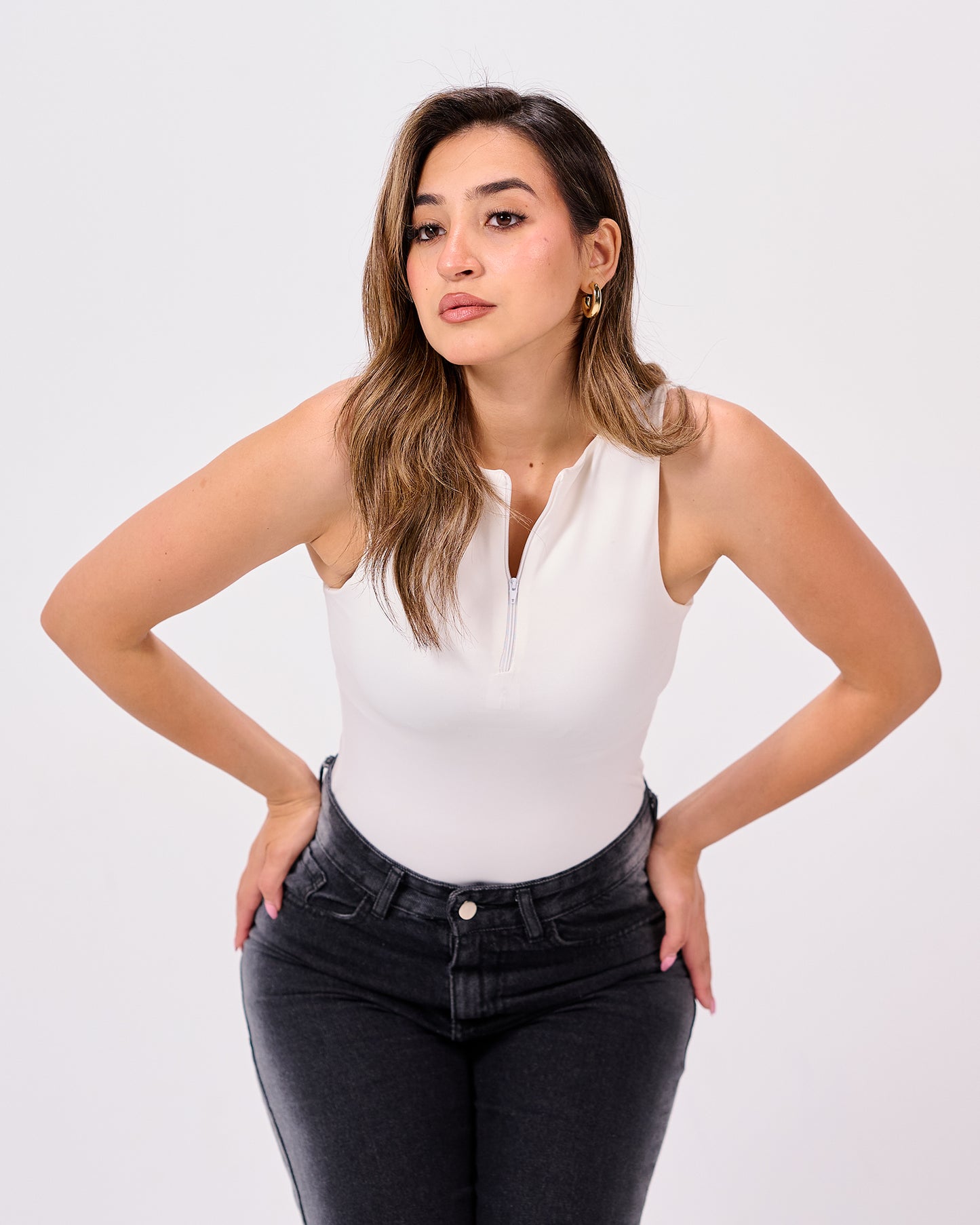 HALF ZIPPER BODYSUIT