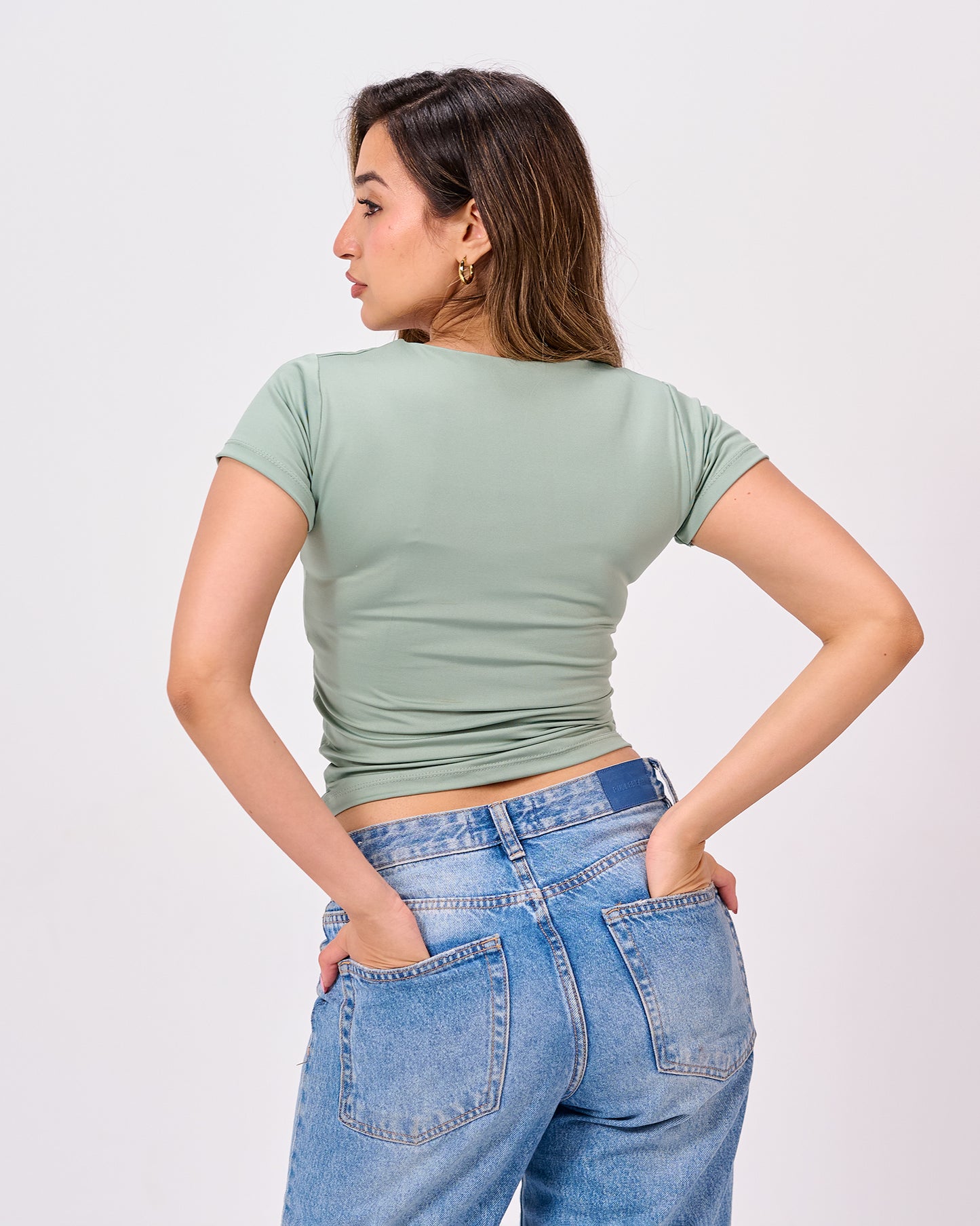 MINT GREEN SQUARE NECK SHORT SLEEVE