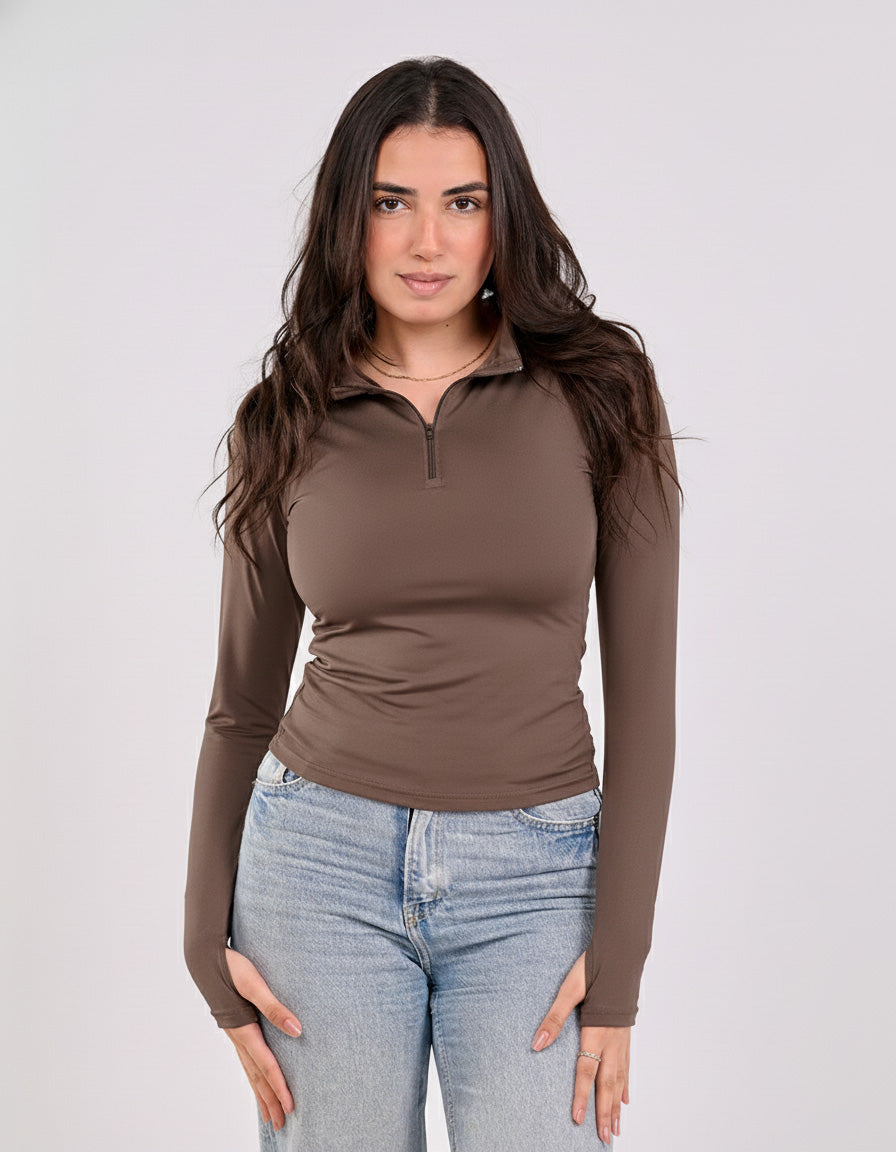 HIGH NECK ZIPPER LONG SLEEVE