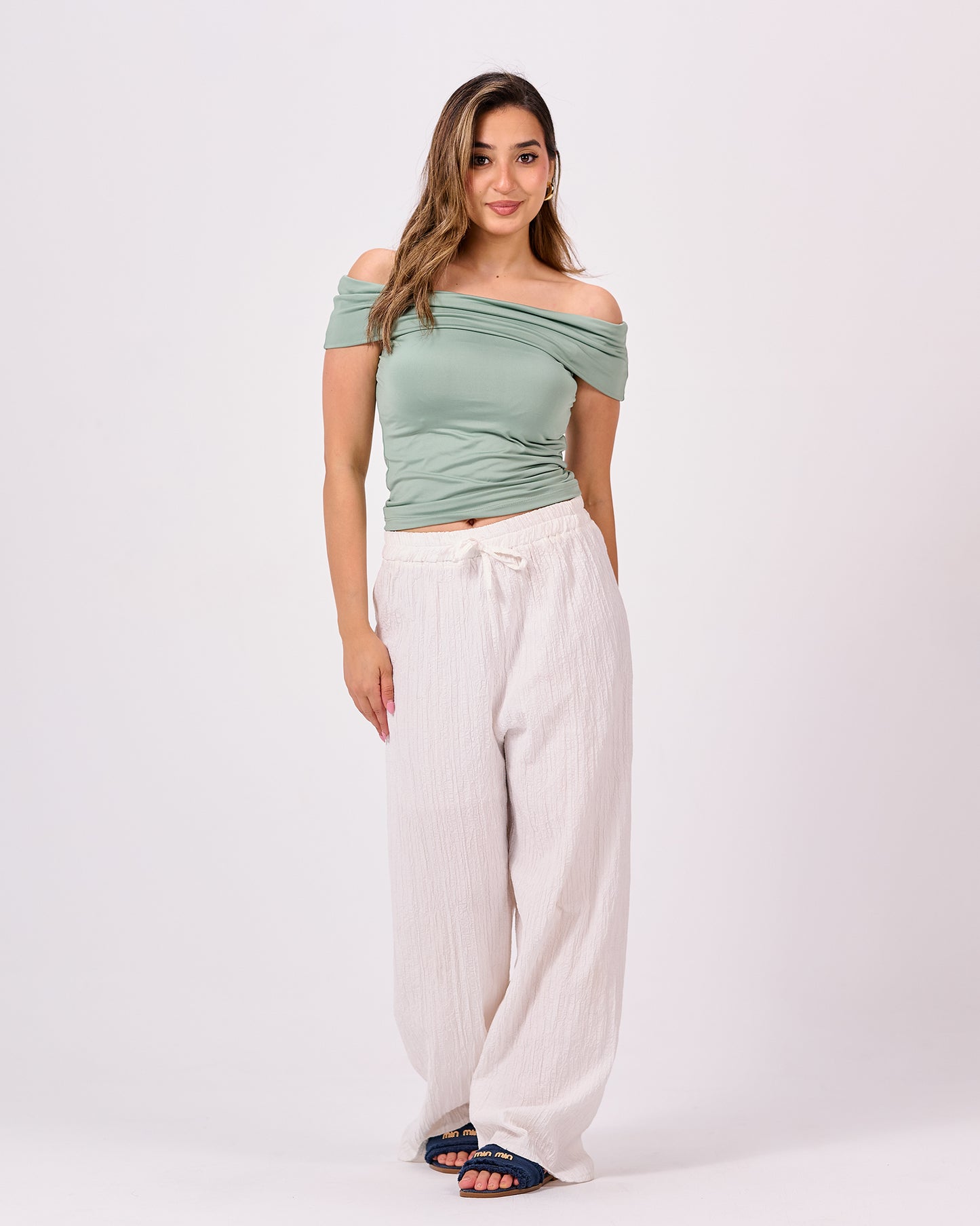 MINT GREEN OFF SHOULDER TOP