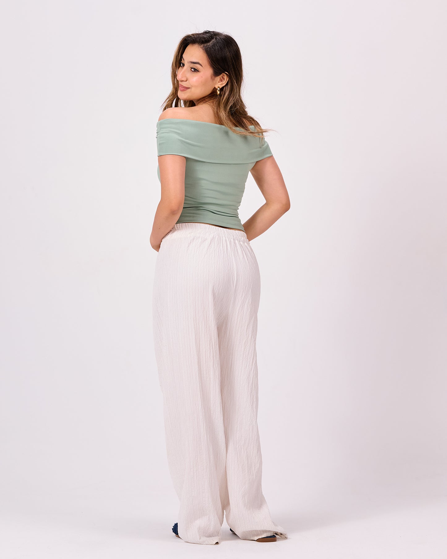 MINT GREEN OFF SHOULDER TOP