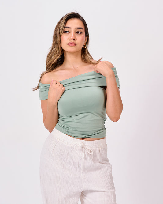 MINT GREEN OFF SHOULDER TOP