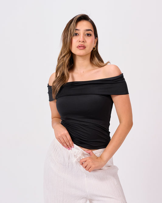 BLACK OFF SHOULDER TOP