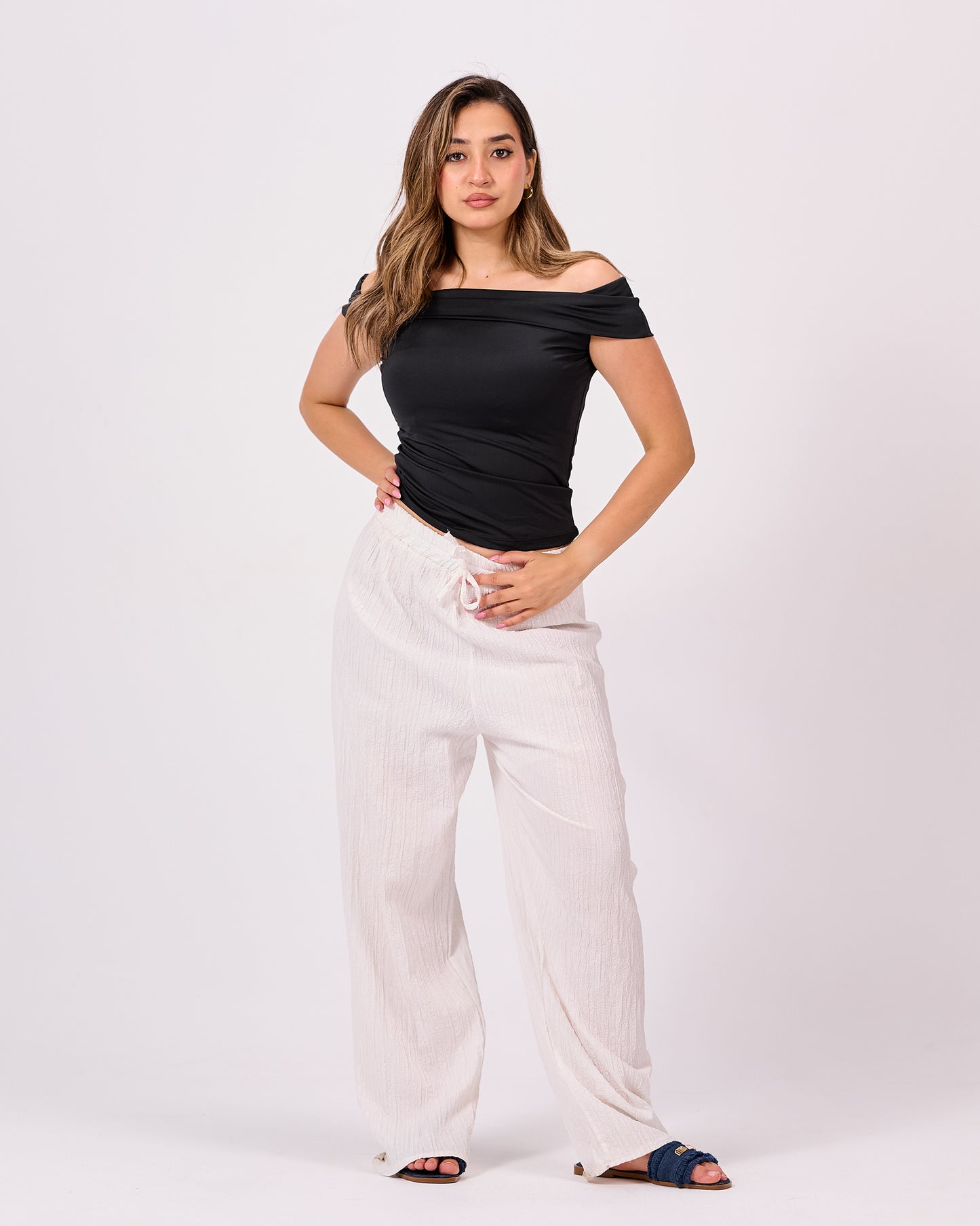 BLACK OFF SHOULDER TOP