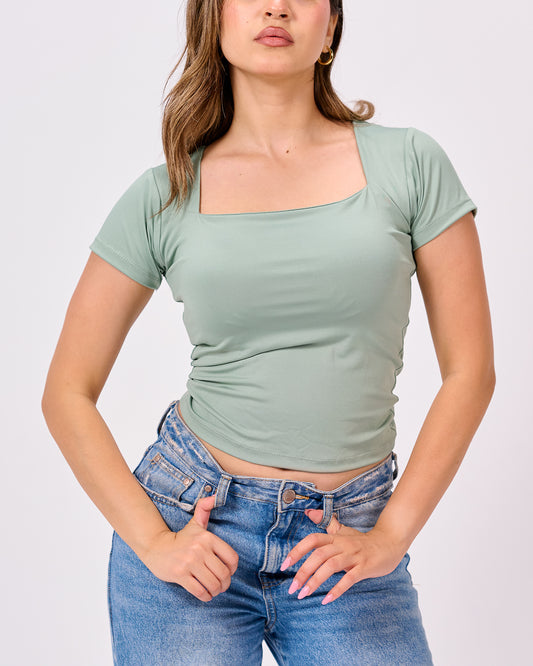 MINT GREEN SQUARE NECK SHORT SLEEVE
