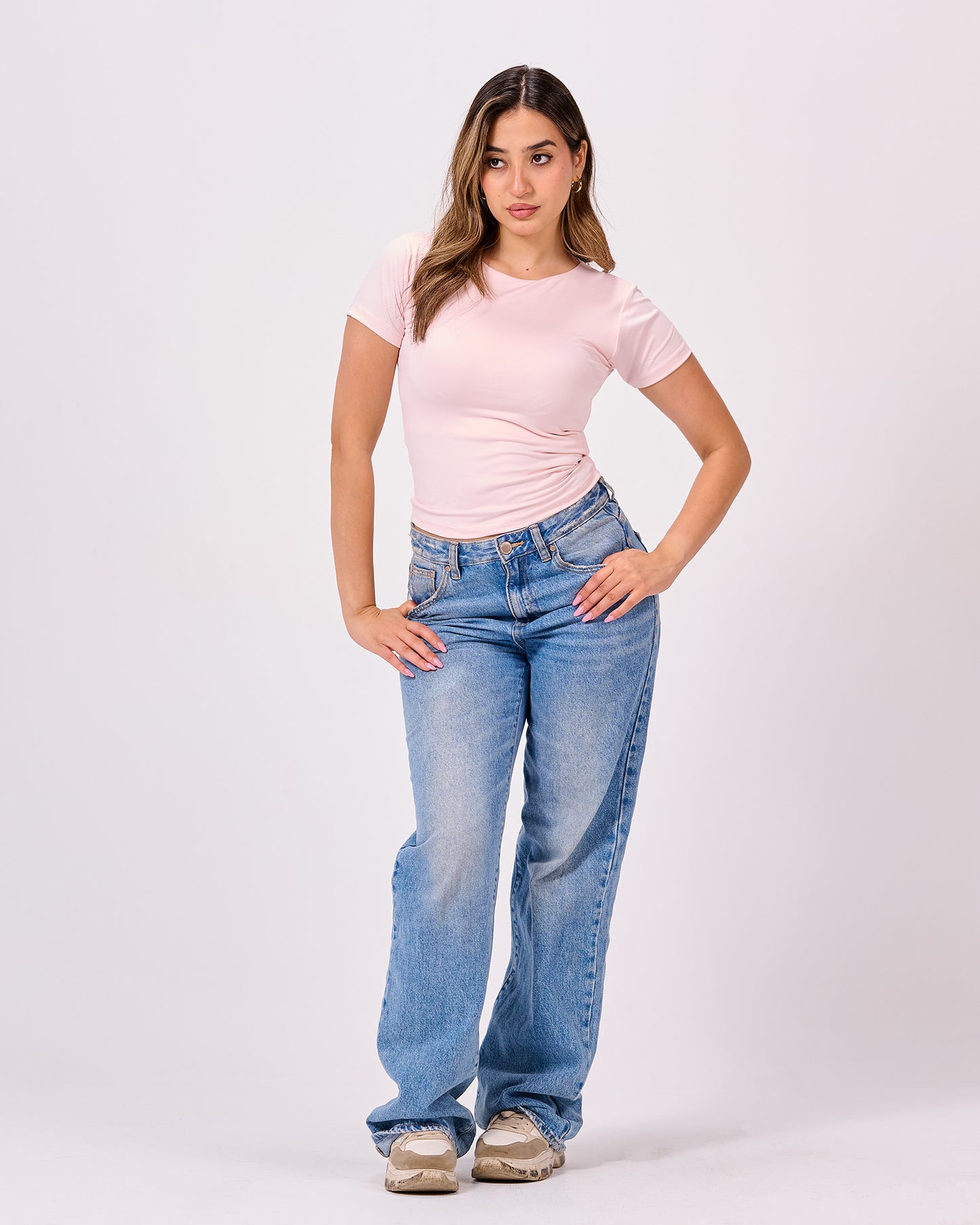 LIGHT PINK ROUND NECK SHORT SLEEVE