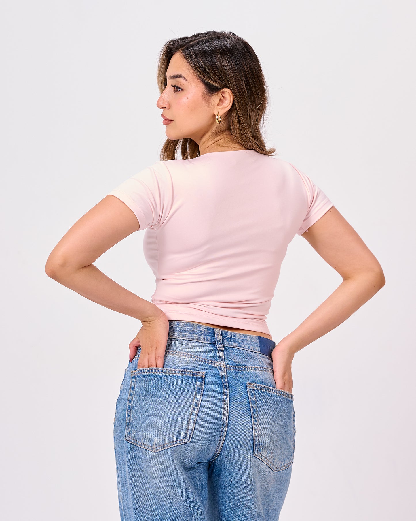 LIGHT PINK ROUND NECK SHORT SLEEVE