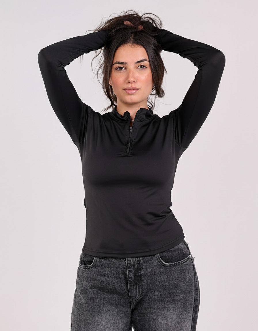 HIGH NECK ZIPPER LONG SLEEVE