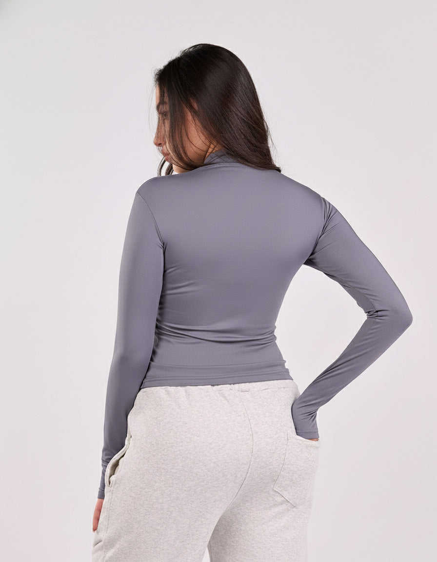 HIGH NECK ZIPPER LONG SLEEVE