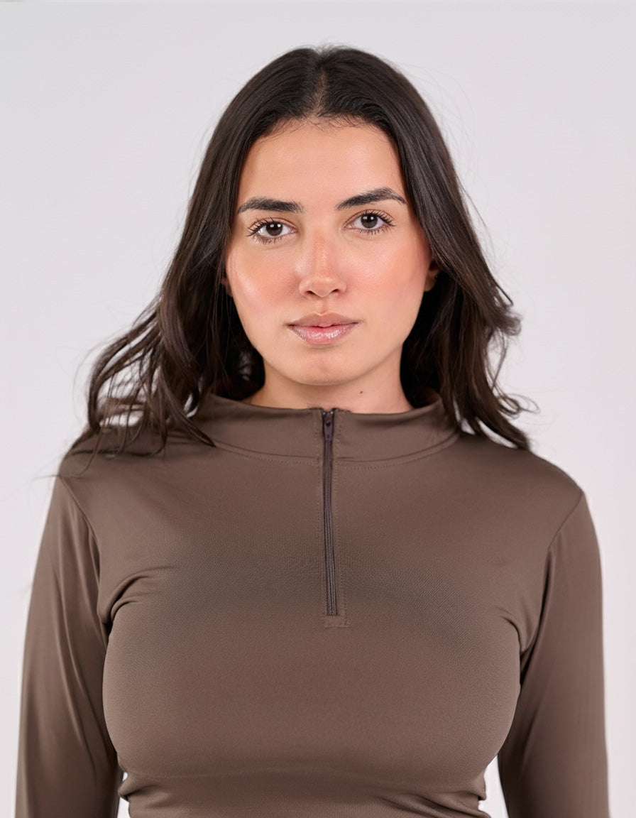HIGH NECK ZIPPER LONG SLEEVE